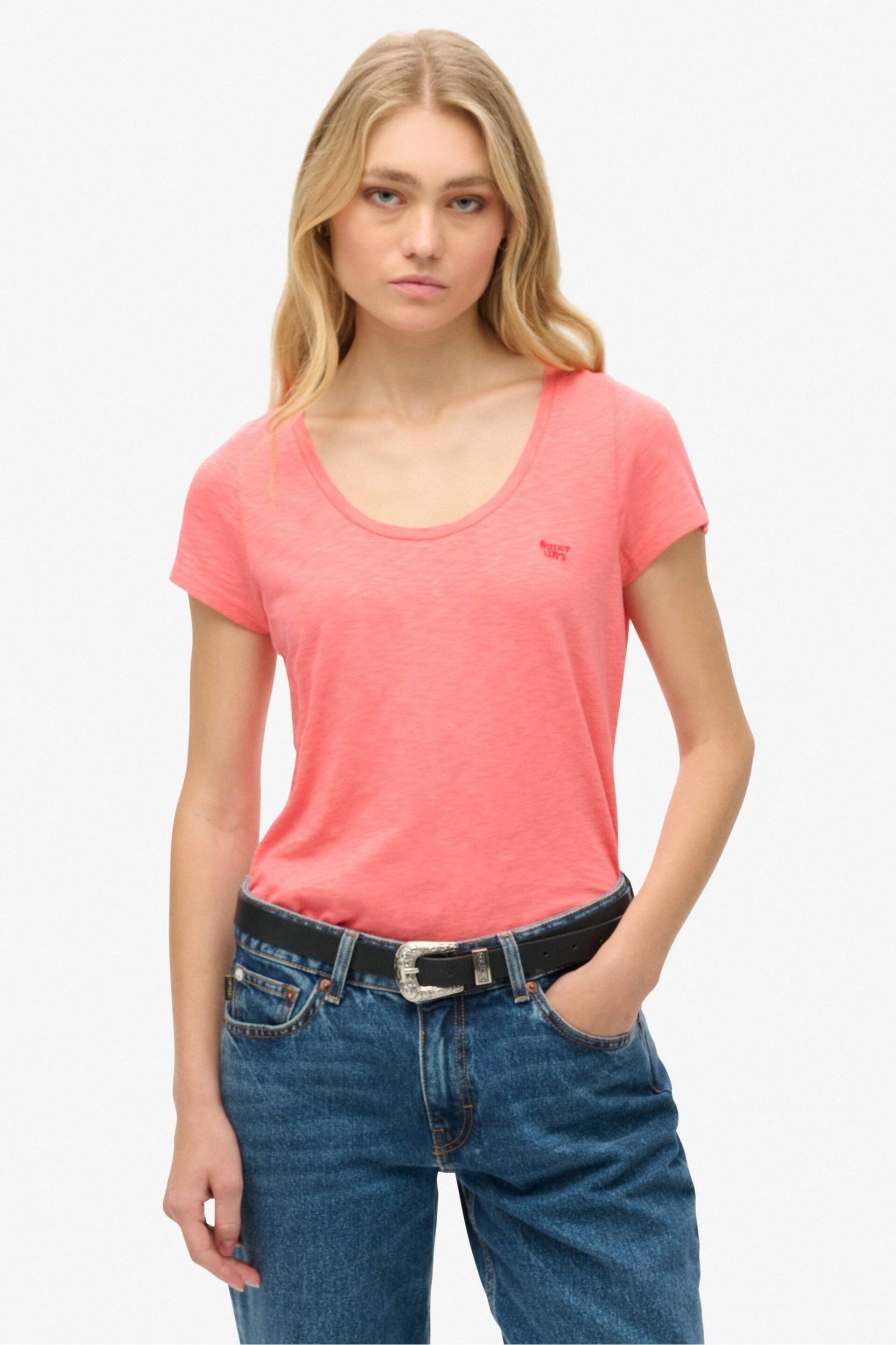 Superdry Orange Scoop Neck T-shirt - Image 1 of 6