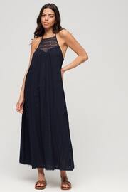 Superdry Blue Lace Halter Maxi Beach Dress - Image 1 of 5