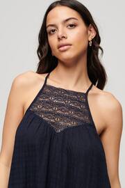 Superdry Blue Lace Halter Maxi Beach Dress - Image 2 of 5