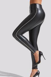 Ann Summers Lucille Diamante Side Seam PU Black Leggings - Image 3 of 3