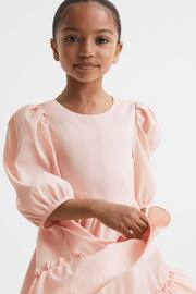 Reiss Pink Toby Junior Puff Sleeve Ruffle Mini Dress - Image 4 of 7
