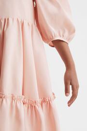 Reiss Pink Toby Junior Puff Sleeve Ruffle Mini Dress - Image 5 of 7