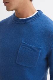 Reiss Bright Blue Stratford Wool Blend Chunky Crew Neck Jumper - Image 4 of 5