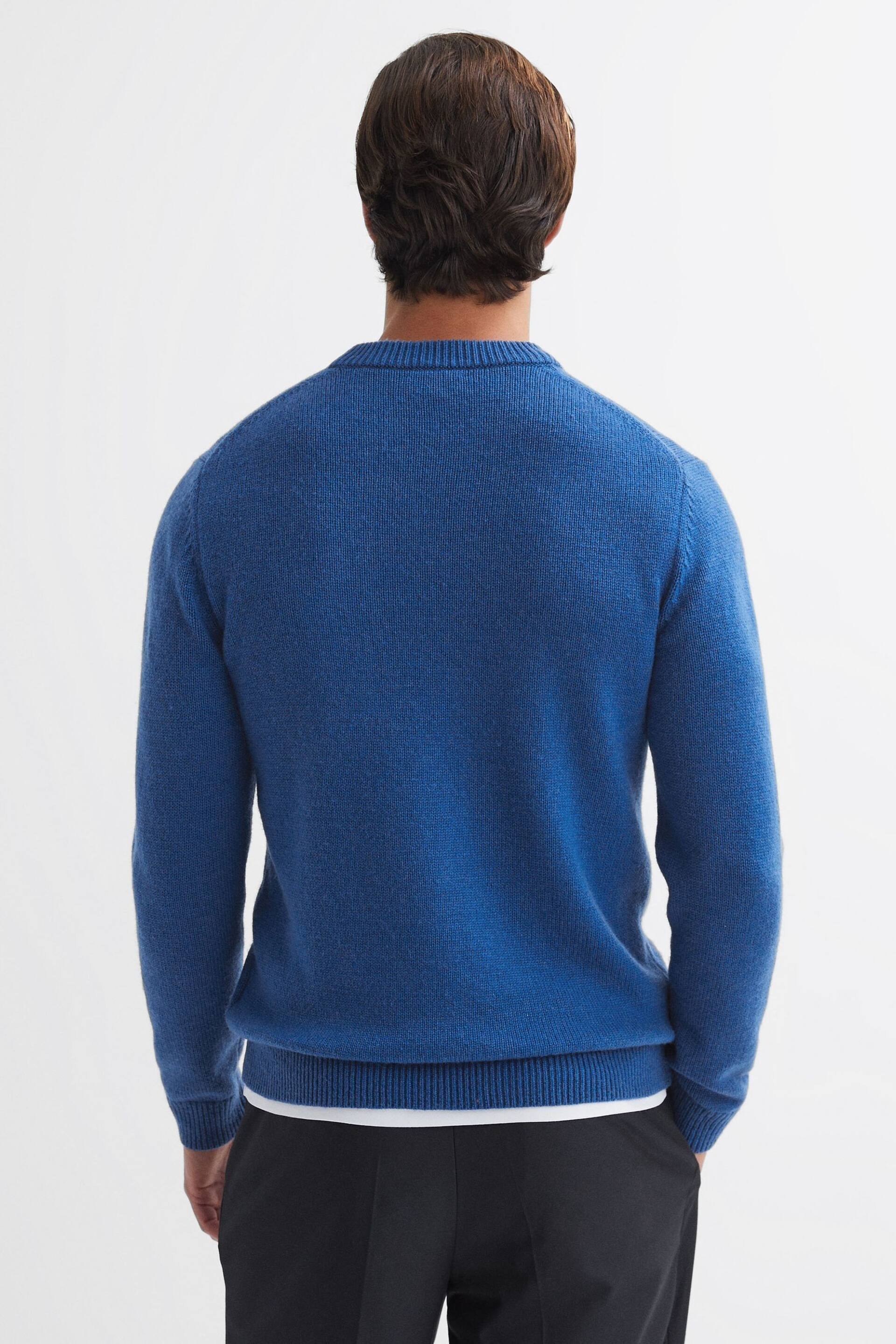 Reiss Bright Blue Stratford Wool Blend Chunky Crew Neck Jumper - Image 5 of 5