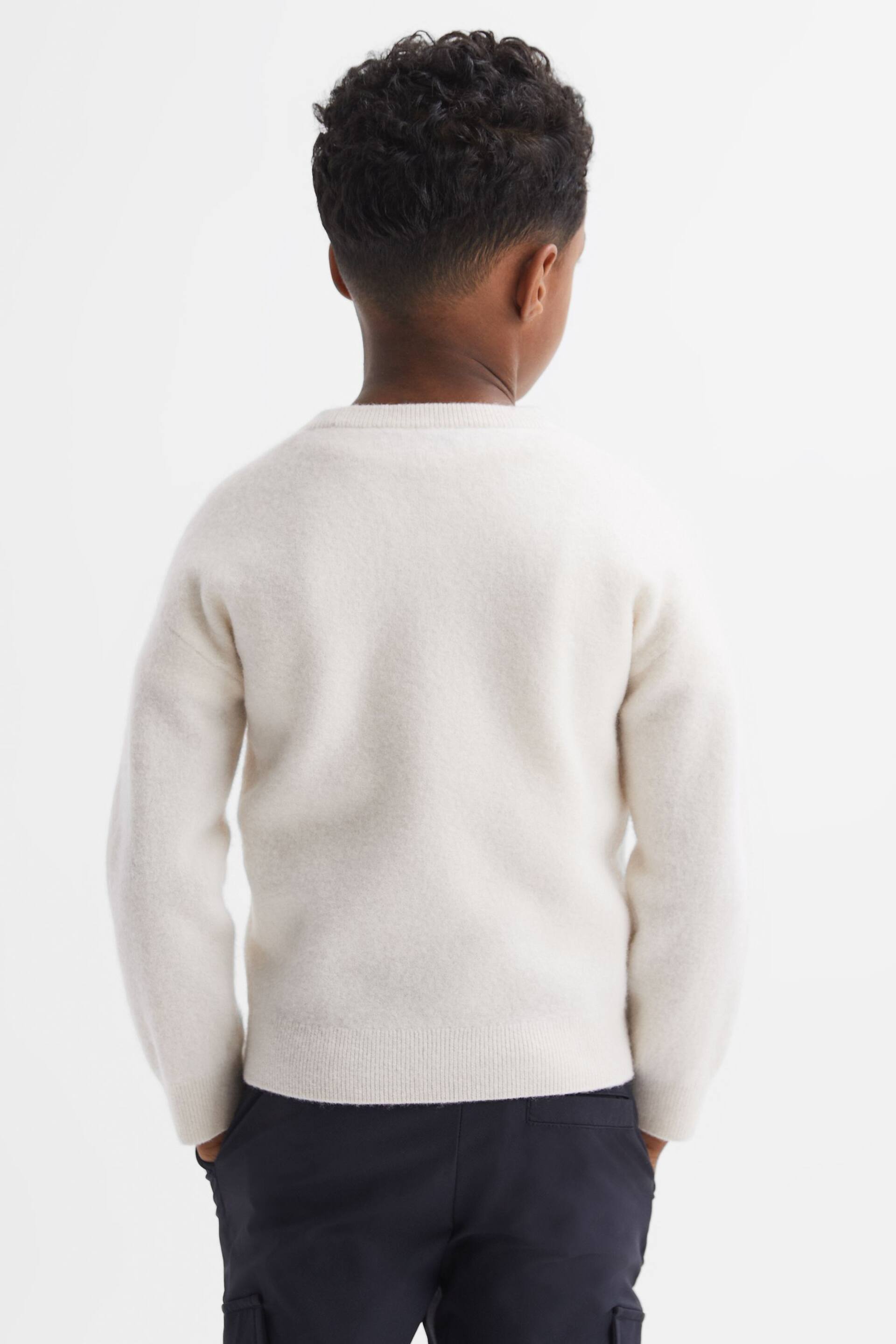 Reiss White Prague Junior Merino Crew Neck Jumper - Image 5 of 7