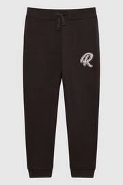 Reiss Chocolate Toby Junior Garment Dyed Logo Joggers - Image 2 of 6