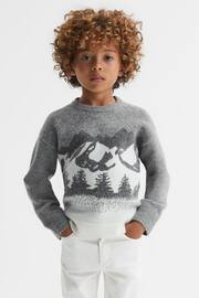 Reiss Grey Multi Lewis Junior Wool Blend Crew Neck Jumper - Image 1 of 6