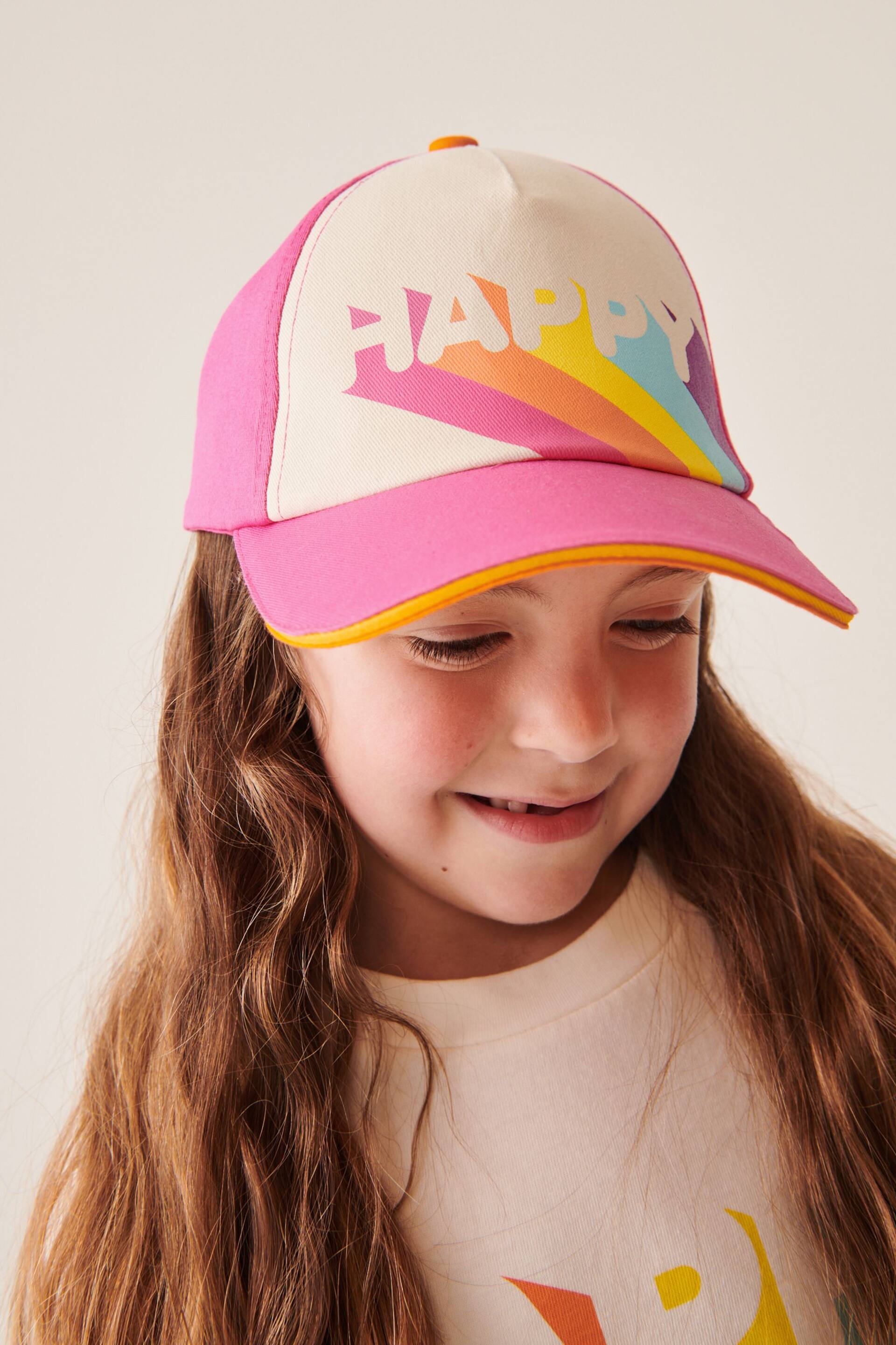 Little Bird by Jools Oliver Pink Happy Rainbow Baseball Cap - Image 1 of 5