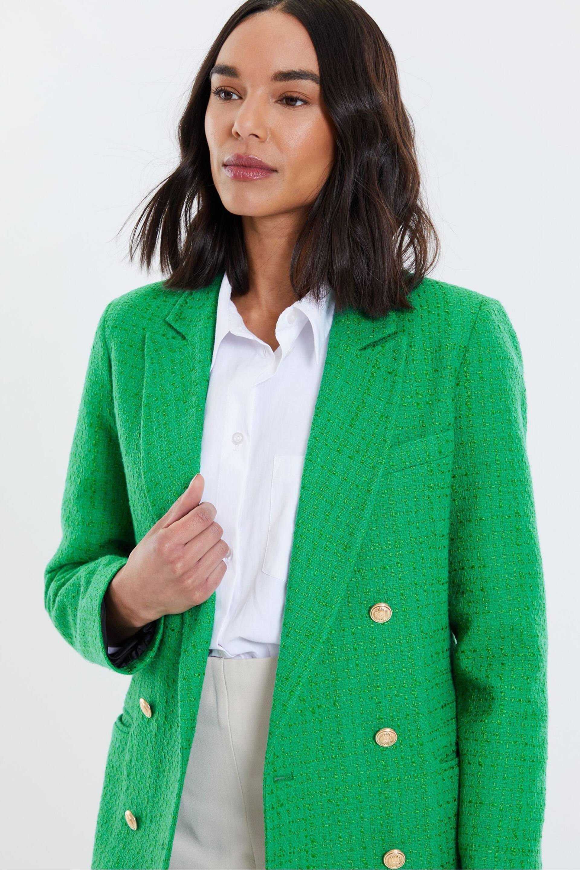 Threadbare Green Double Breasted Boucle Blazer - Image 5 of 5