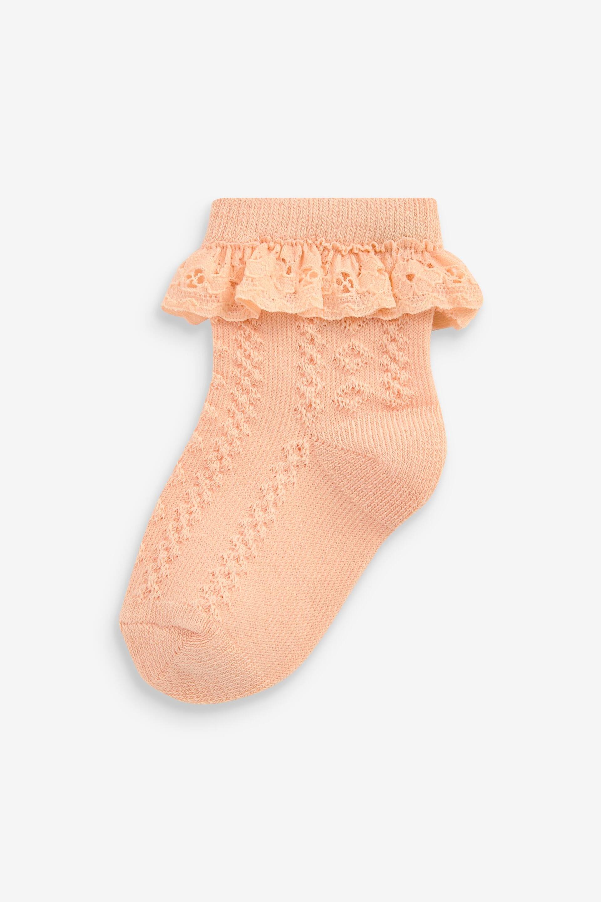 Green/Orange Lace Trim Baby Socks 3 Pack (0mths-2yrs) - Image 2 of 4