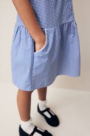 Mid Blue Cotton Rich School Gingham Zip Dress (3-14yrs) - Image 4 of 7