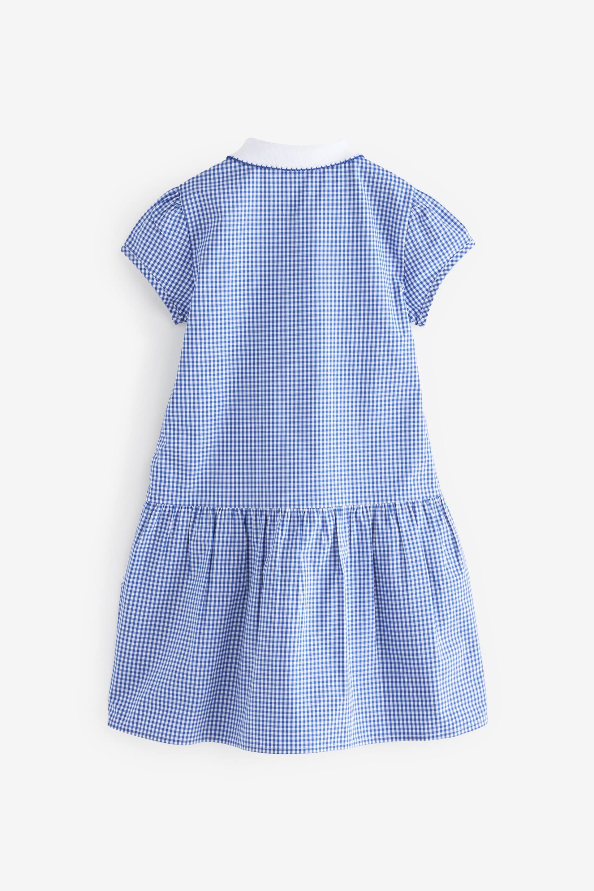 Mid Blue Cotton Rich School Gingham Zip Dress (3-14yrs) - Image 6 of 7