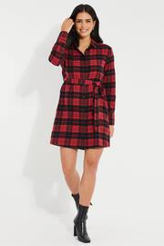 Threadbare Red Cotton Check Festive Shirt Dress - Image 4 of 6