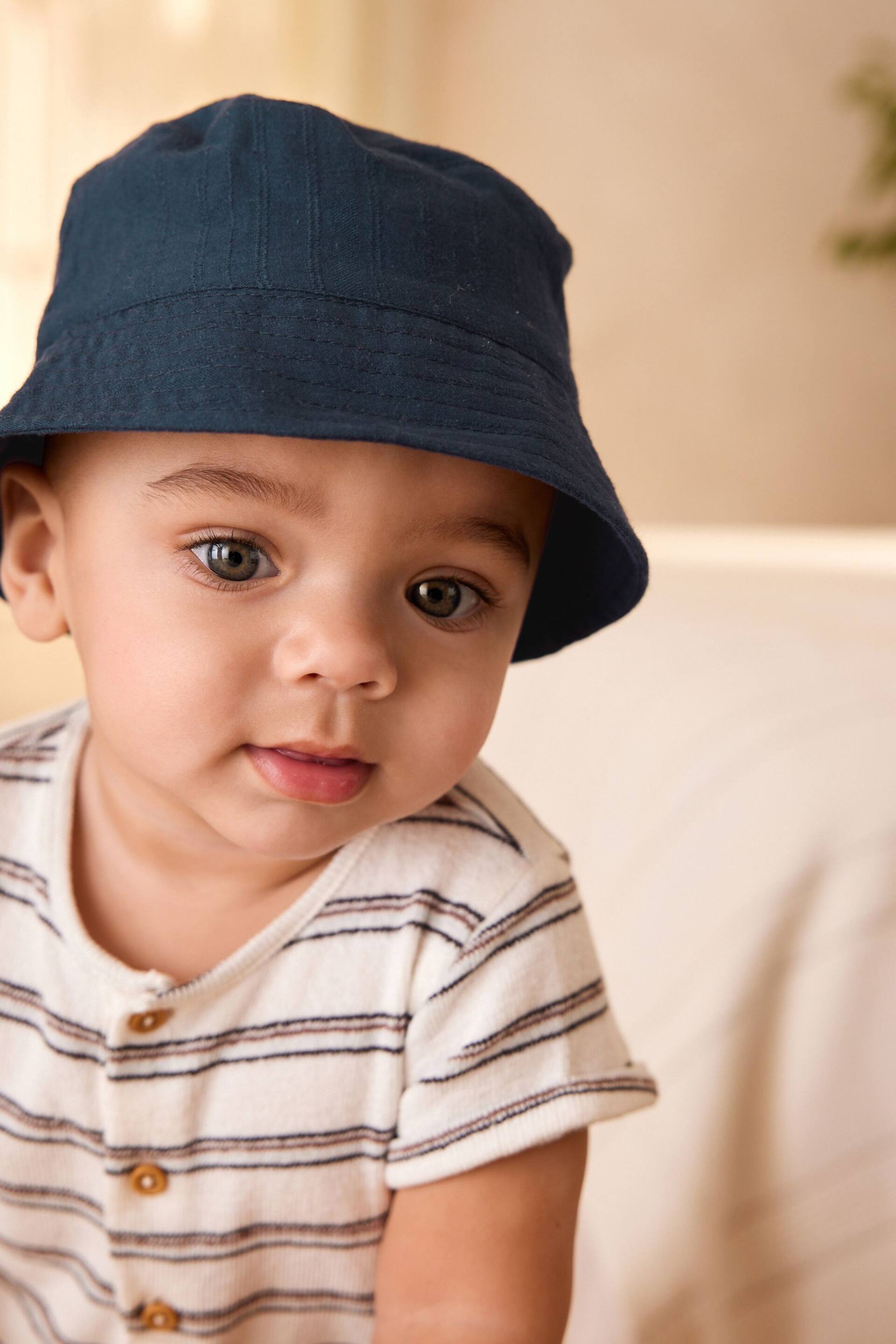 Navy Blue Baby Bucket Hats 2 Pack (0mths-2yrs) - Image 4 of 5