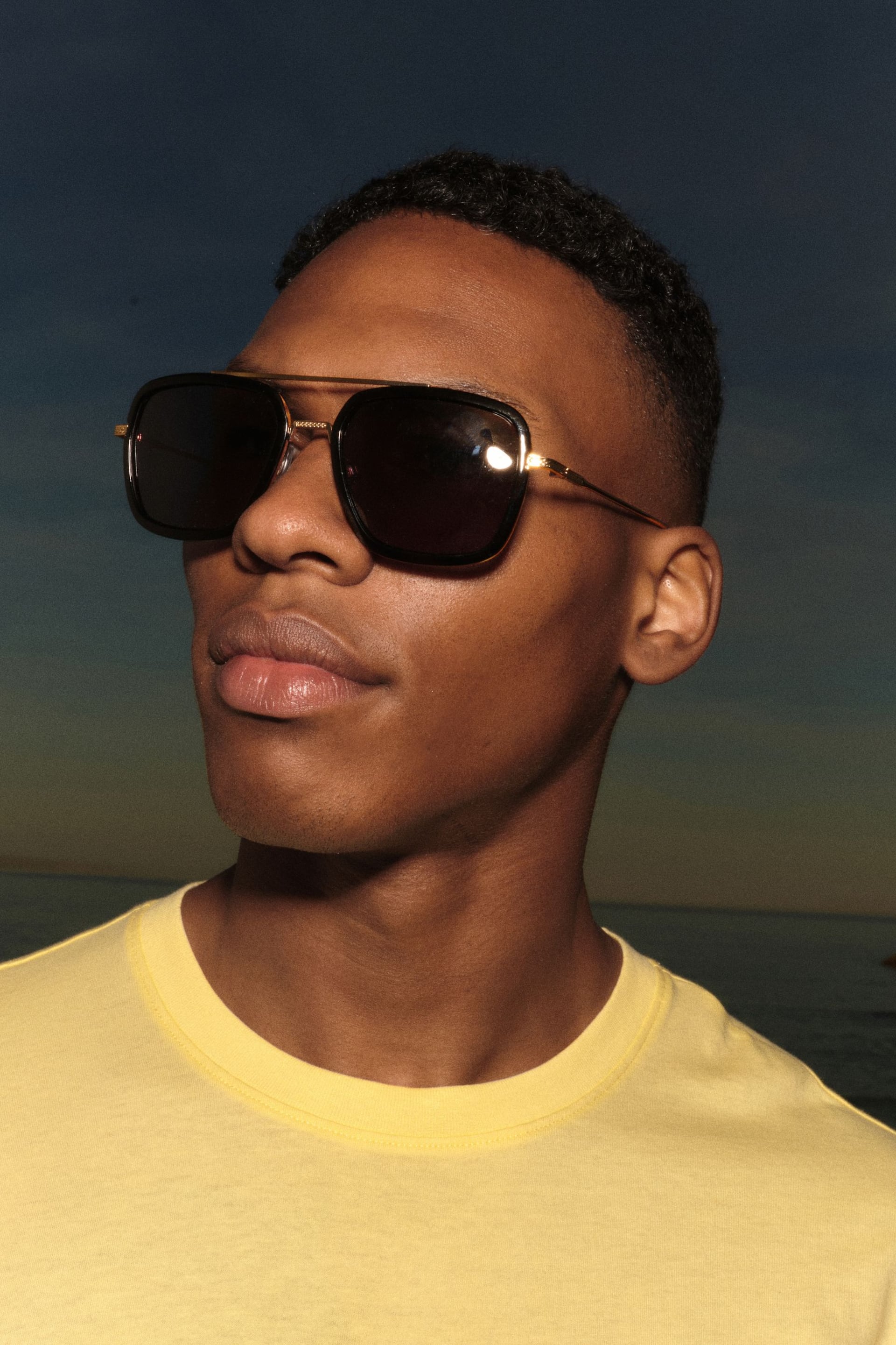 Black/Gold Navigator Polarised Sunglasses - Image 1 of 4