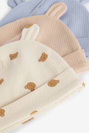 Neutral 3 Pack Baby Bear Ear Beanie Hats (0mths-2yrs) - Image 2 of 2