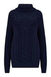 Pour Moi Blue Alice Chunky Cable Knit Rollneck Knit Jumper - Image 3 of 4