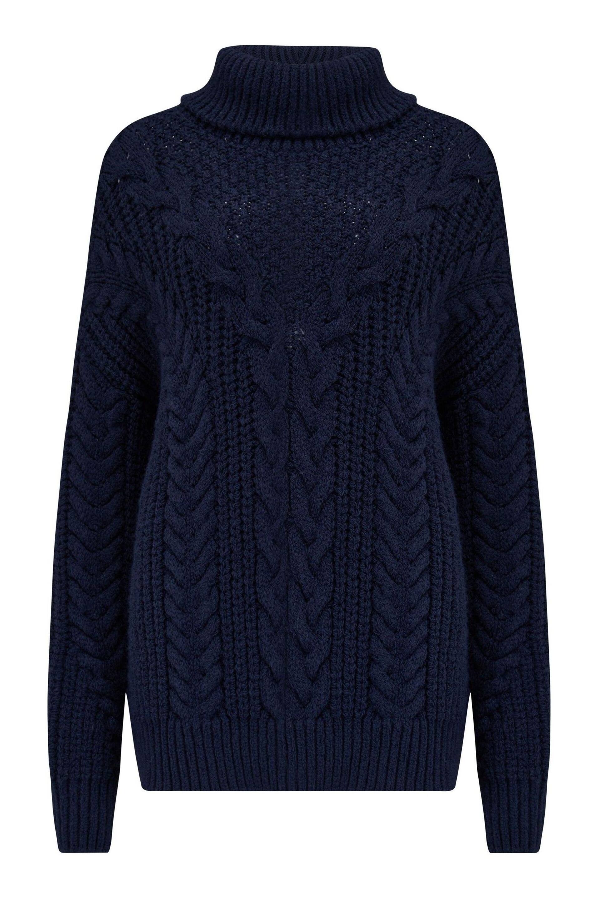 Pour Moi Blue Alice Chunky Cable Knit Rollneck Knit Jumper - Image 3 of 4