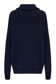 Pour Moi Blue Alice Chunky Cable Knit Rollneck Knit Jumper - Image 4 of 4