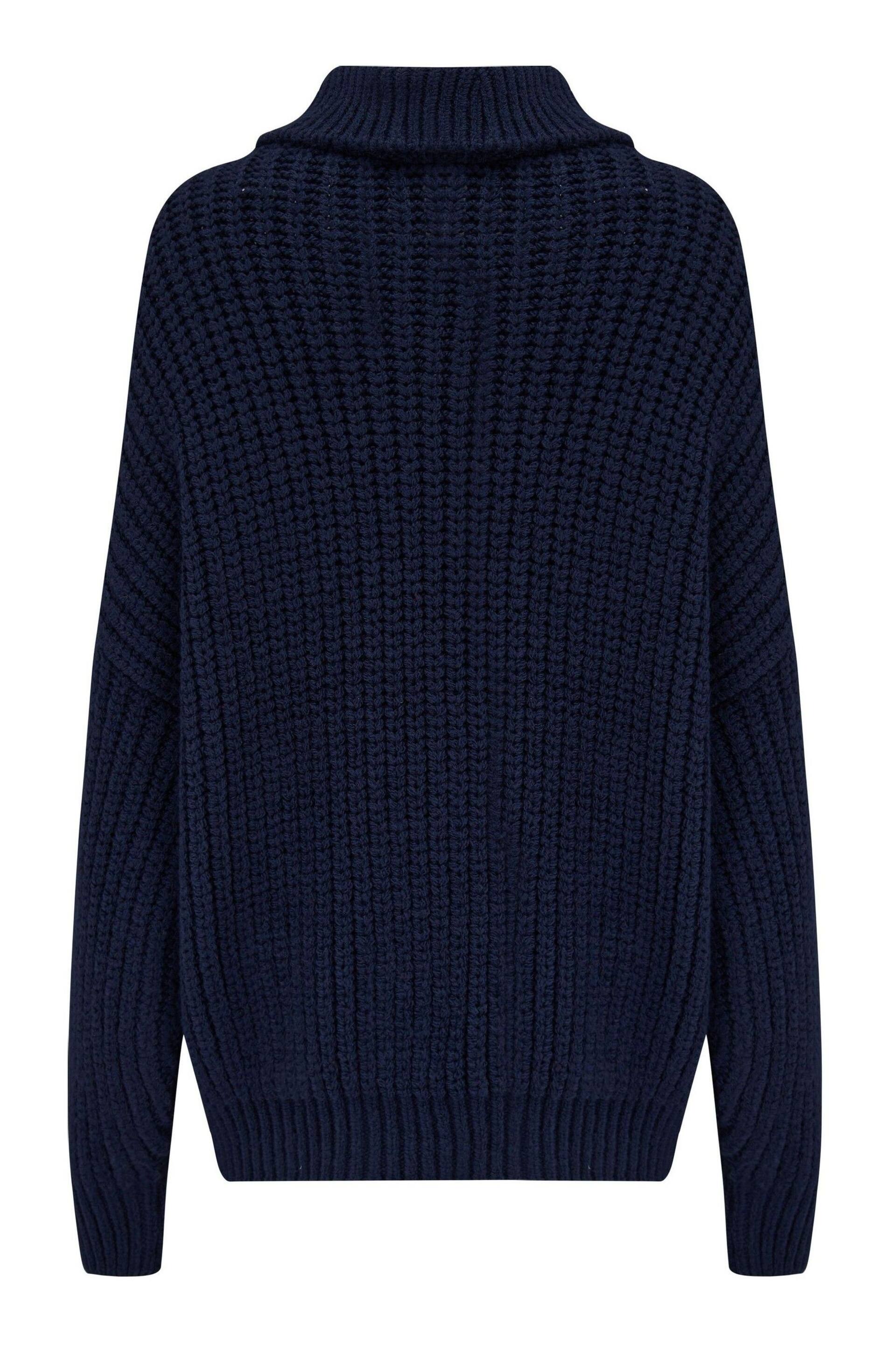 Pour Moi Blue Alice Chunky Cable Knit Rollneck Knit Jumper - Image 4 of 4