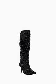 Dune London Black Sensational Sequin Knee-High Boots - Image 3 of 5