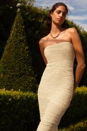 Cream Bandeau Textured Midi Dress - Image 1 of 5