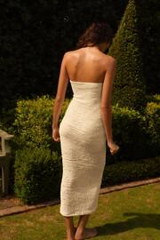 Cream Bandeau Textured Midi Dress - Image 3 of 5