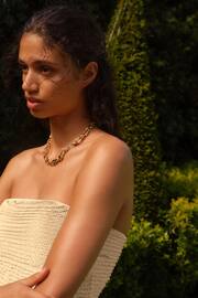 Cream Bandeau Textured Midi Dress - Image 4 of 5