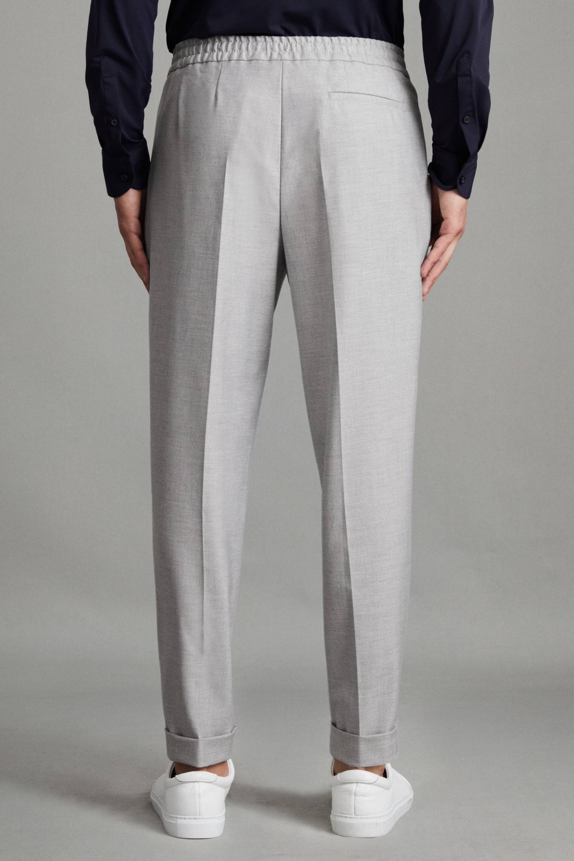 Reiss Grey Brighton Relaxed Drawstring Trousers with Turn-Ups - Image 4 of 6