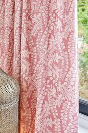 Pink Woodblock Floral Pencil Pleat Lined Curtains - Image 3 of 7