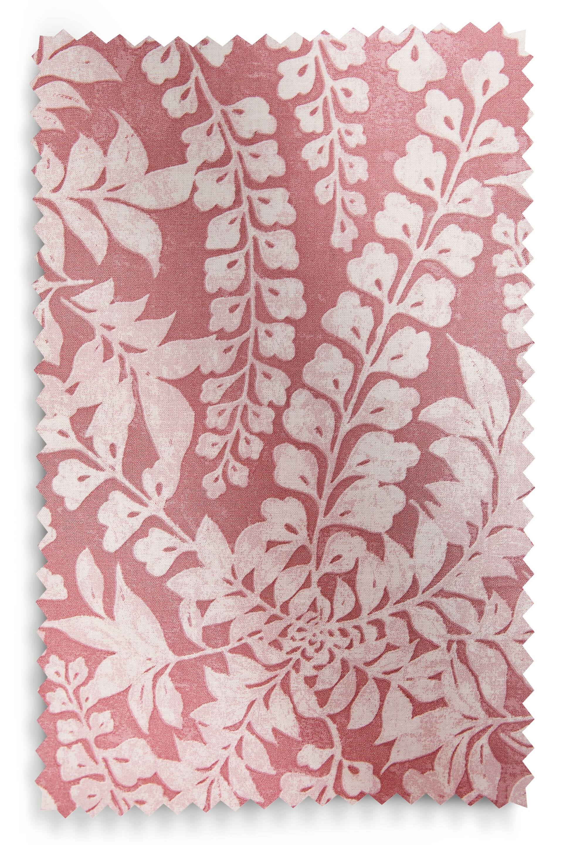 Pink Woodblock Floral Pencil Pleat Lined Curtains - Image 7 of 7