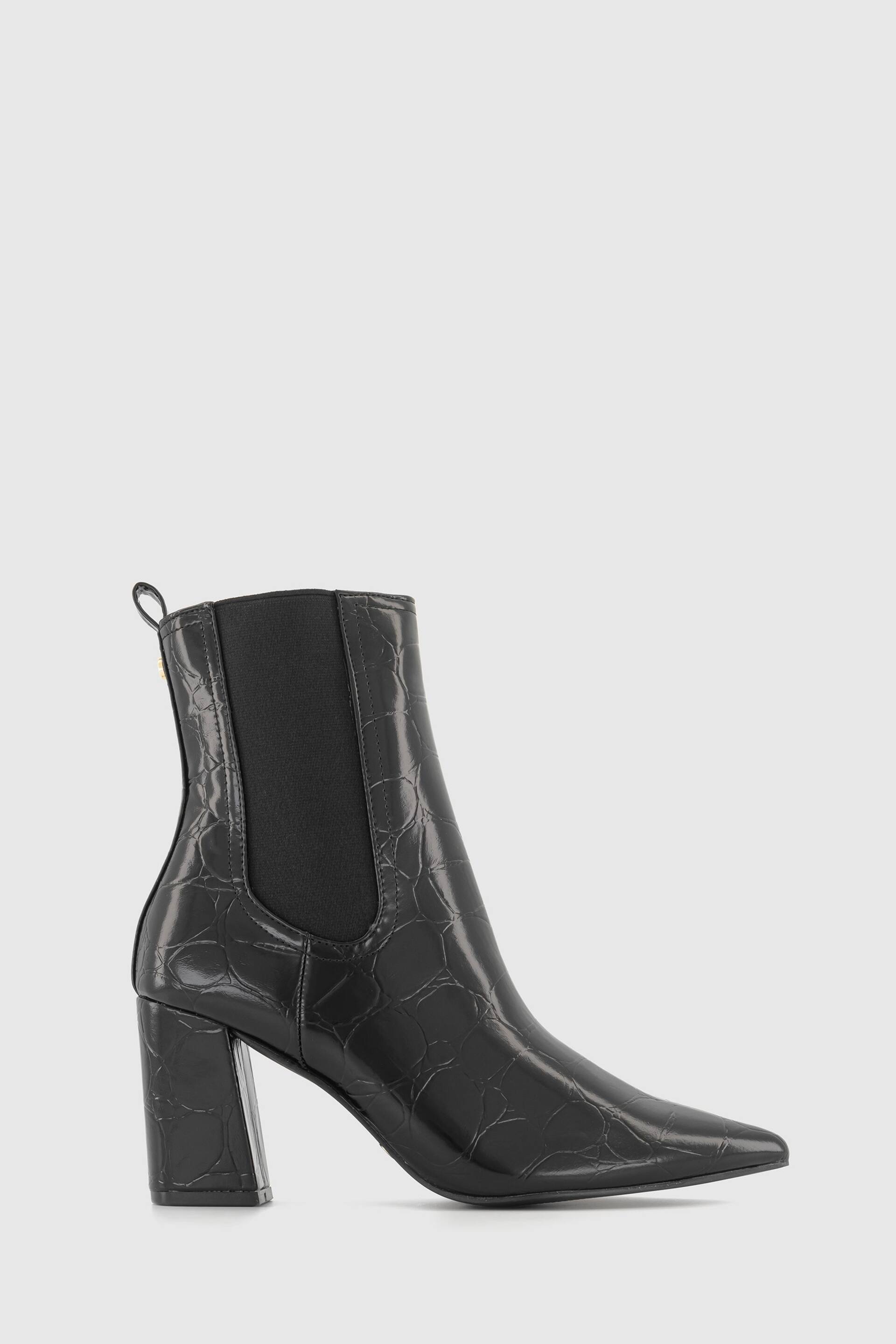 Office Black Patent Croc Effect Chelsea  Ankle Boots - Image 1 of 4