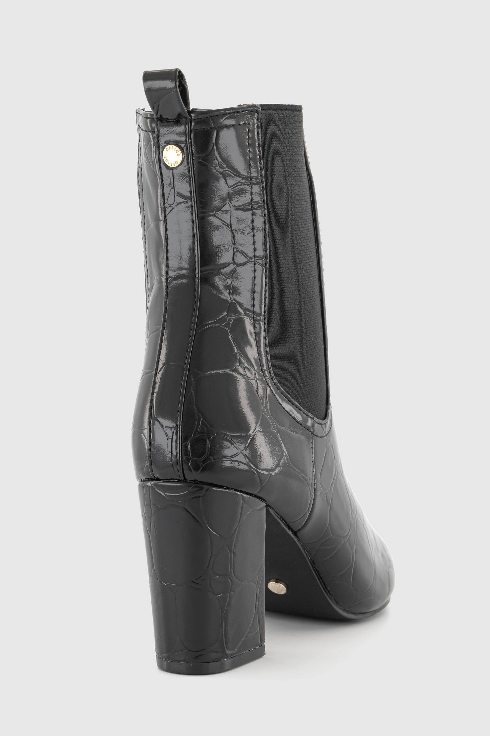 Office Black Patent Croc Effect Chelsea  Ankle Boots - Image 3 of 4