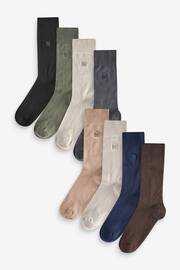 Blue/Neutrals 8 Pack Embroidered Lasting Fresh Socks - Image 1 of 10