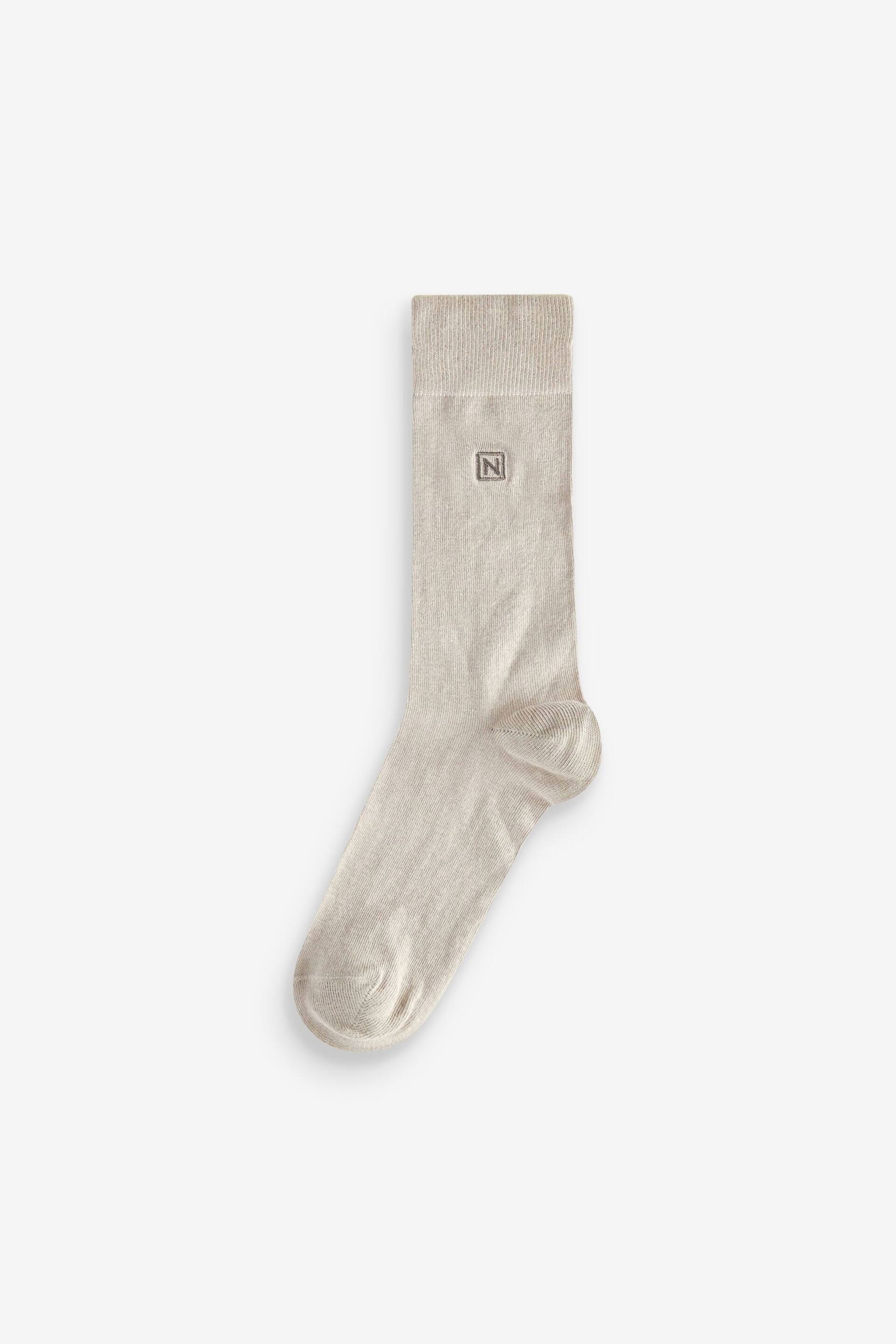 Blue/Neutrals 8 Pack Embroidered Lasting Fresh Socks - Image 4 of 10