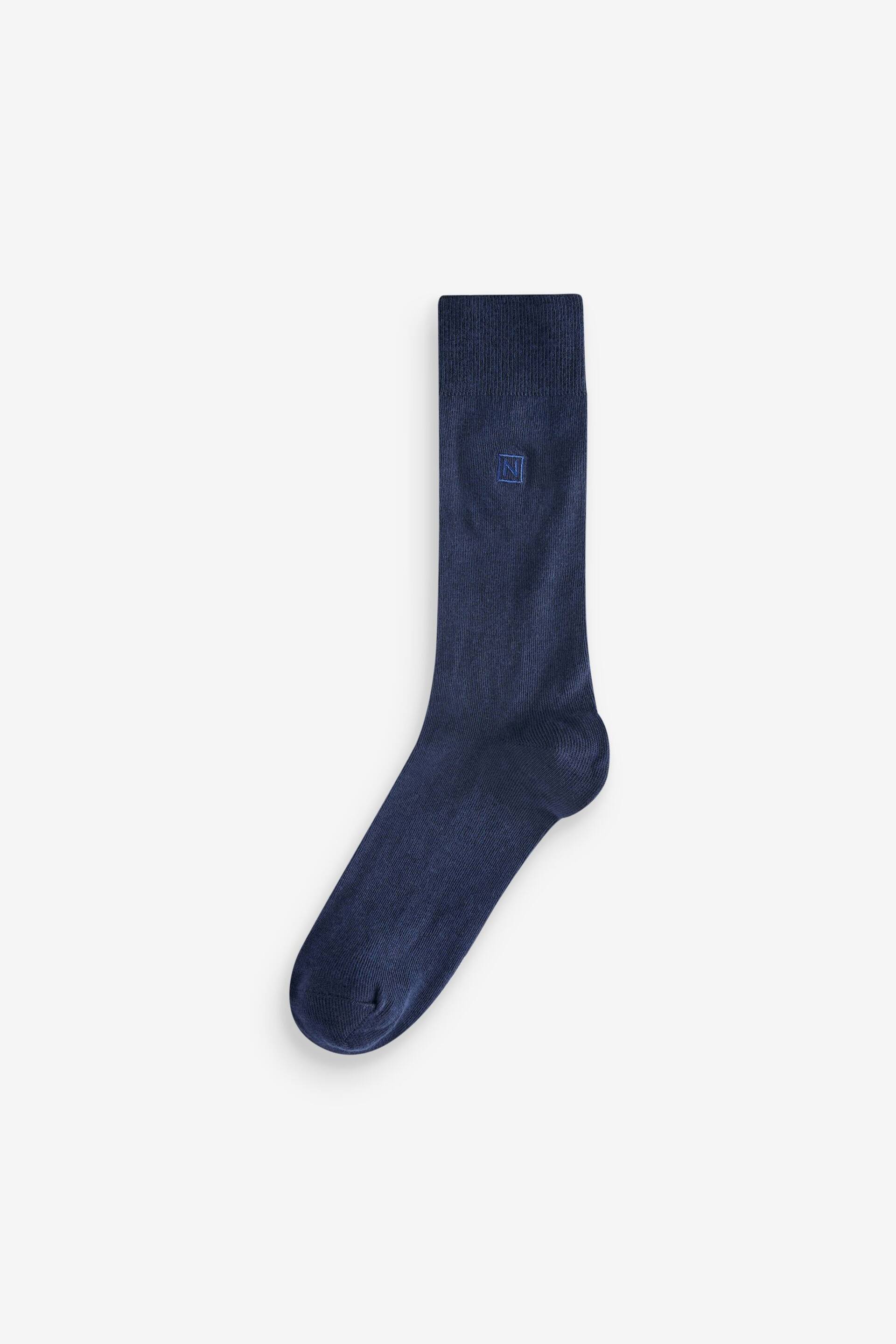 Blue/Neutrals 8 Pack Embroidered Lasting Fresh Socks - Image 8 of 10