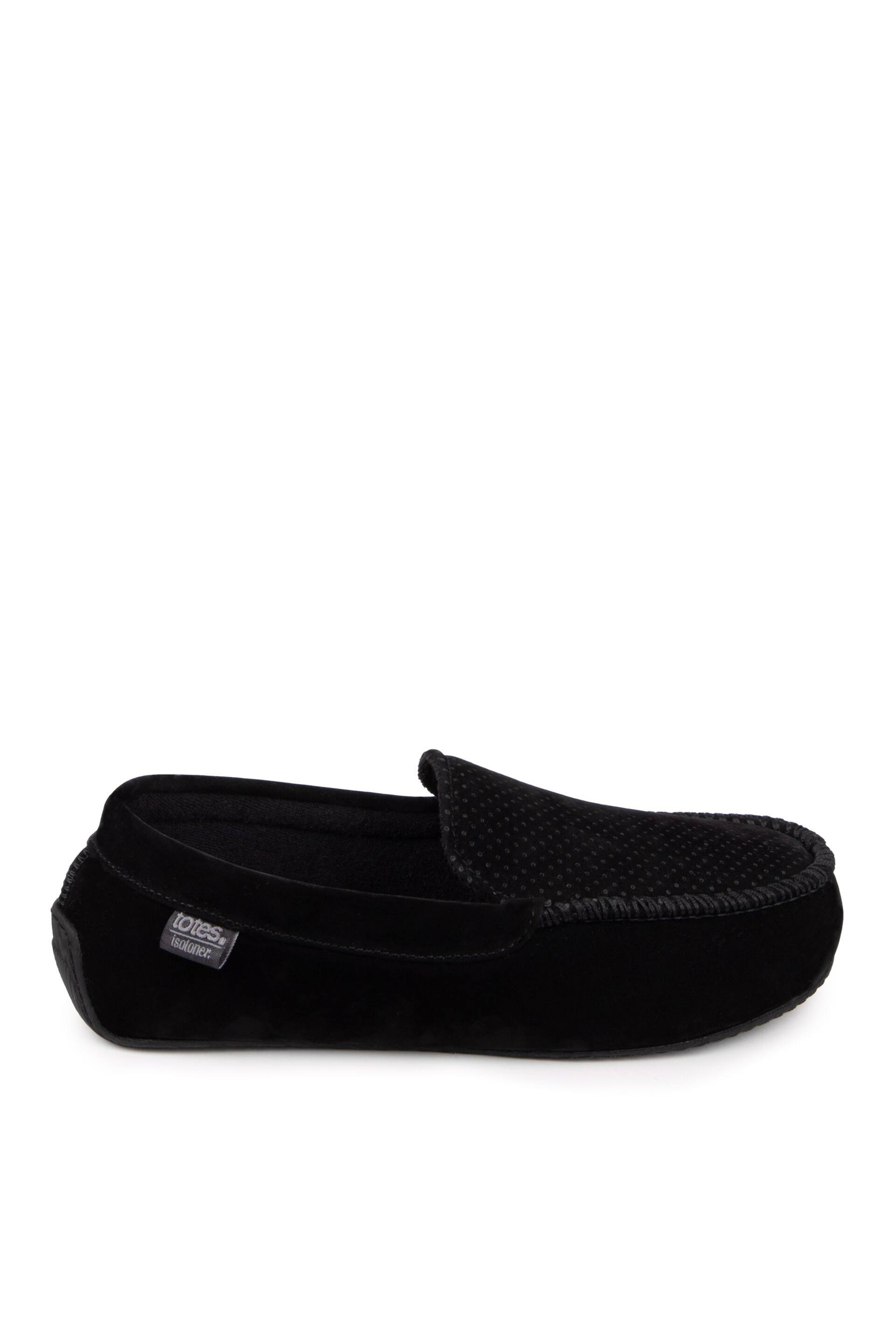 Totes Black Isotoner Airtex Suedette Mules Slippers - Image 2 of 5