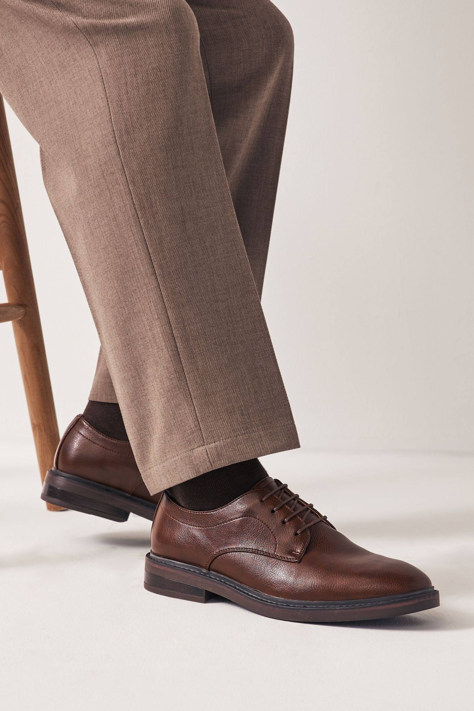 Brown Chunky Sole Derby Shoes - Image 1 of 7