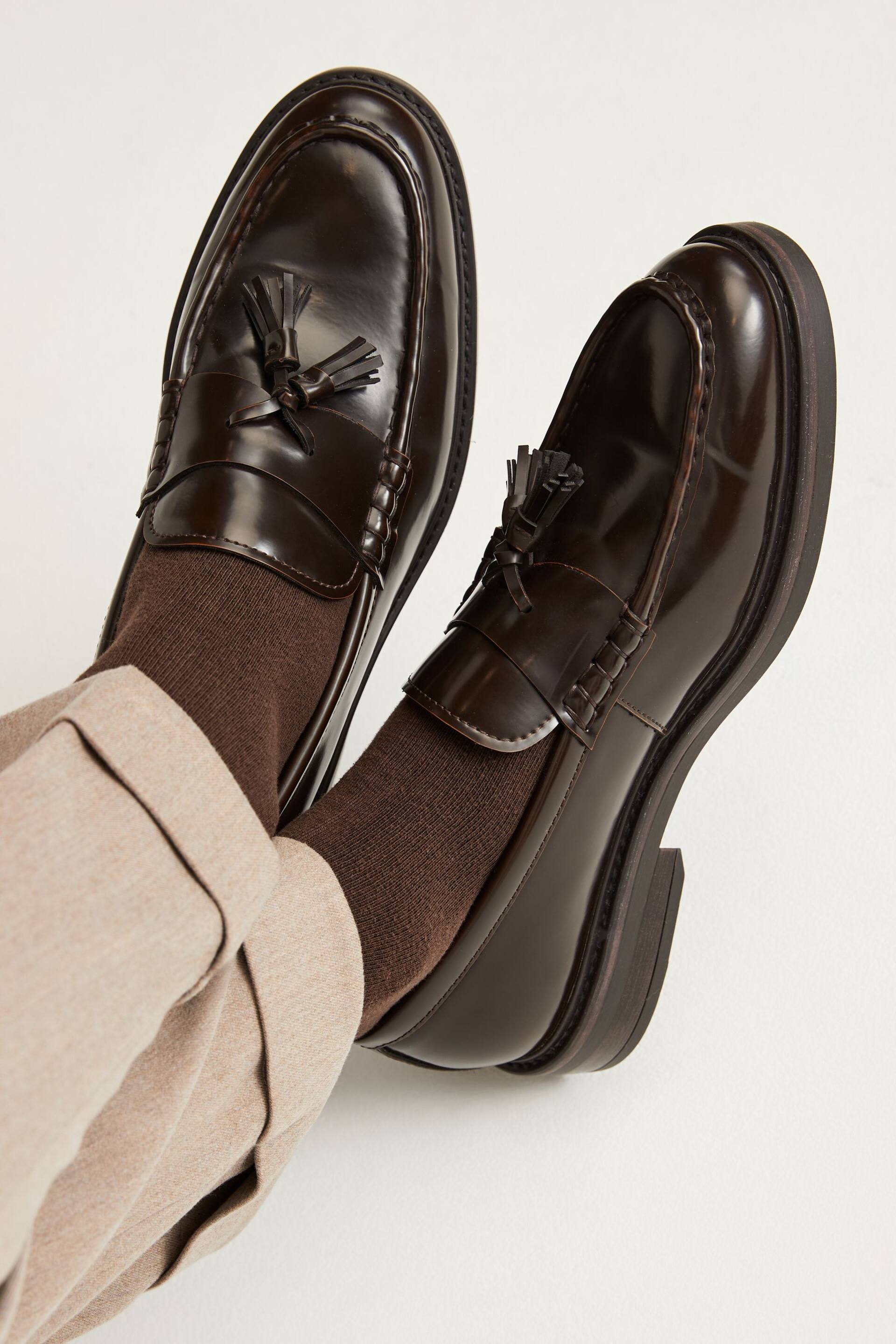 Brown Chunky Tassel Loafers - Image 1 of 7