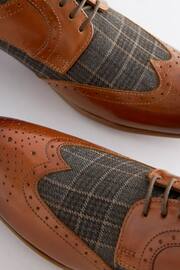 Tan Brown Leather & Check Brogue Shoes - Image 6 of 7