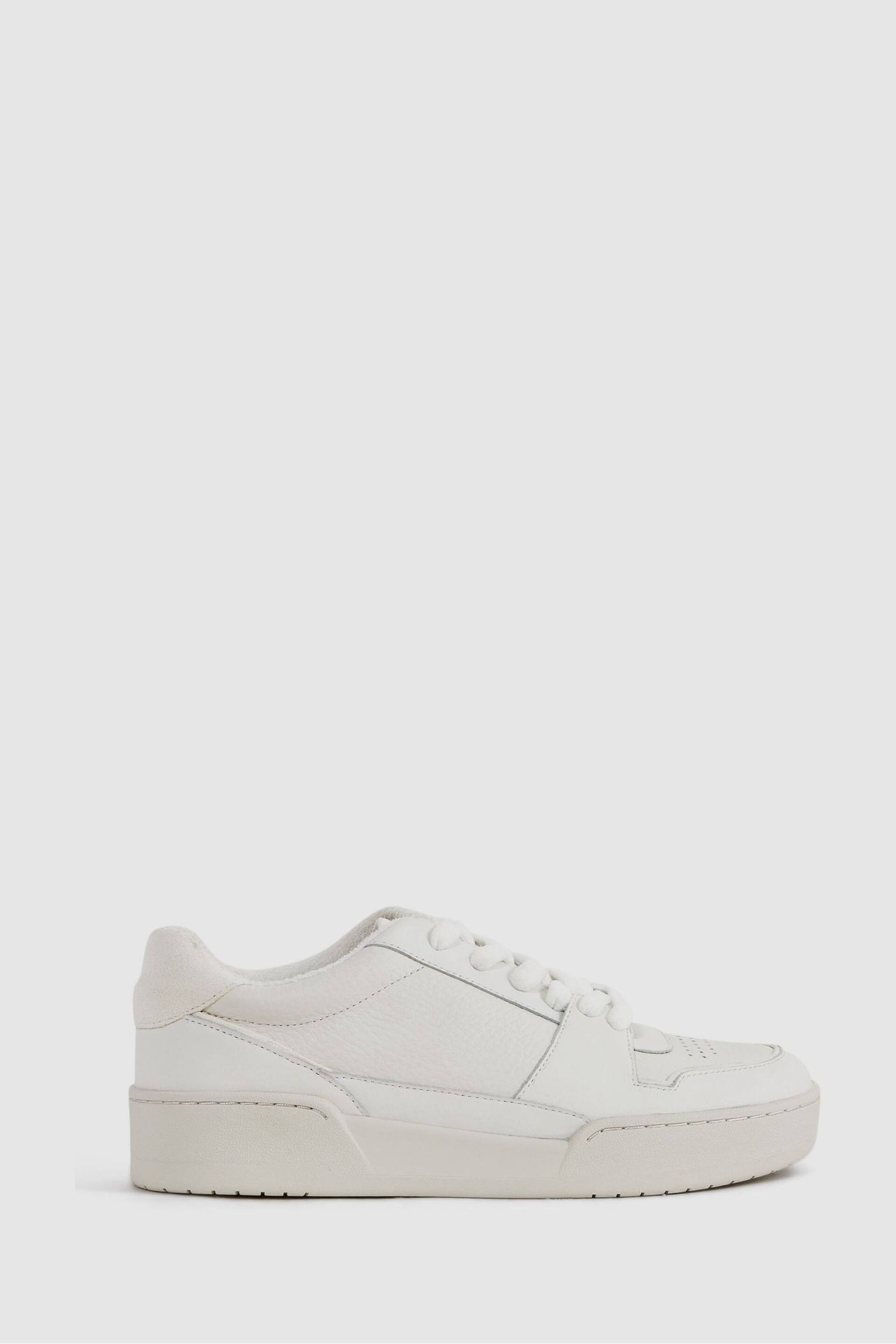 Reiss White Frankie Leather Lace-Up Trainers - Image 1 of 6