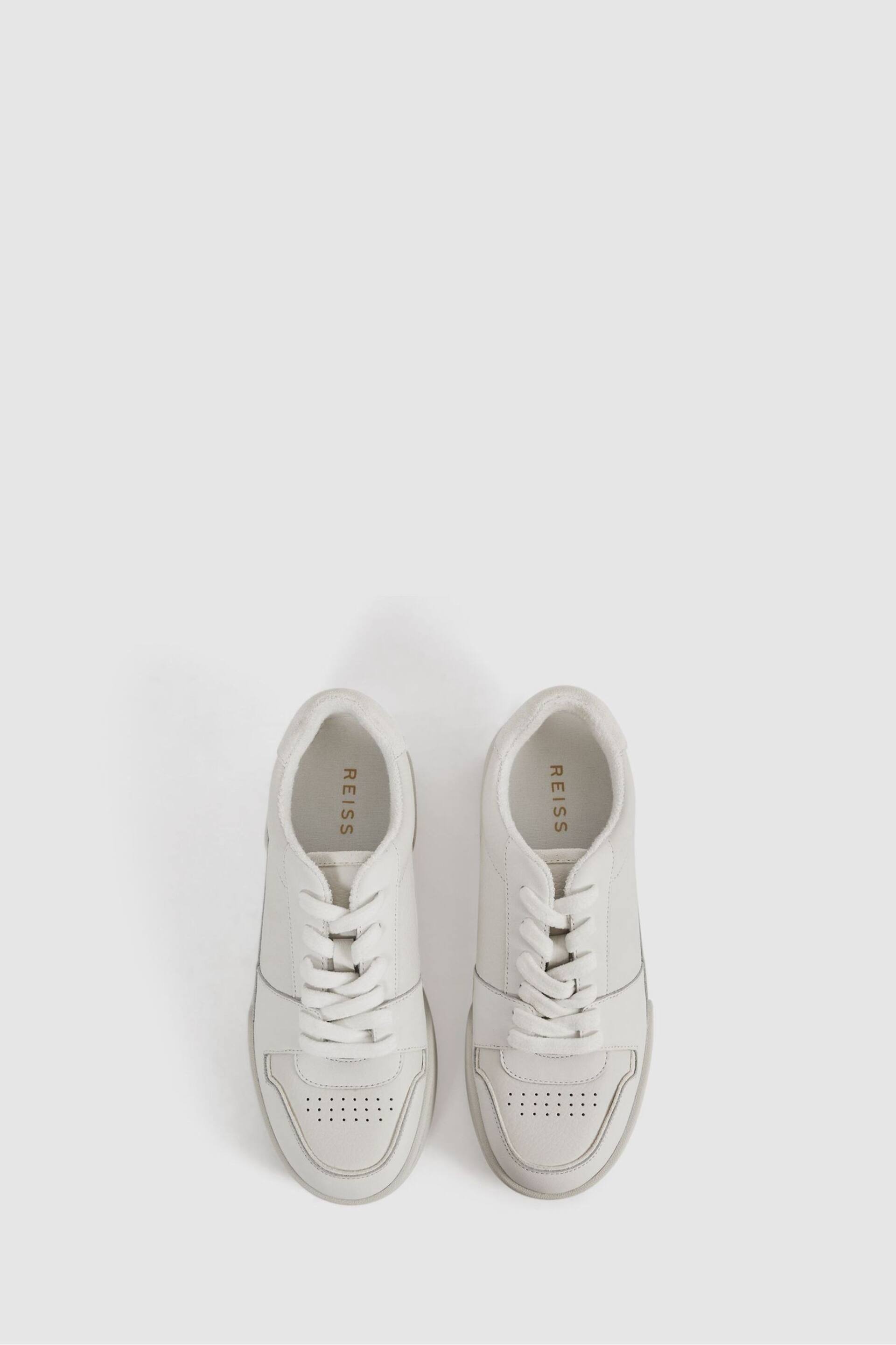 Reiss White Frankie Leather Lace-Up Trainers - Image 4 of 6