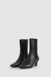 Reiss Black Mina Leather Kitten Heel Chelsea Boots - Image 3 of 5