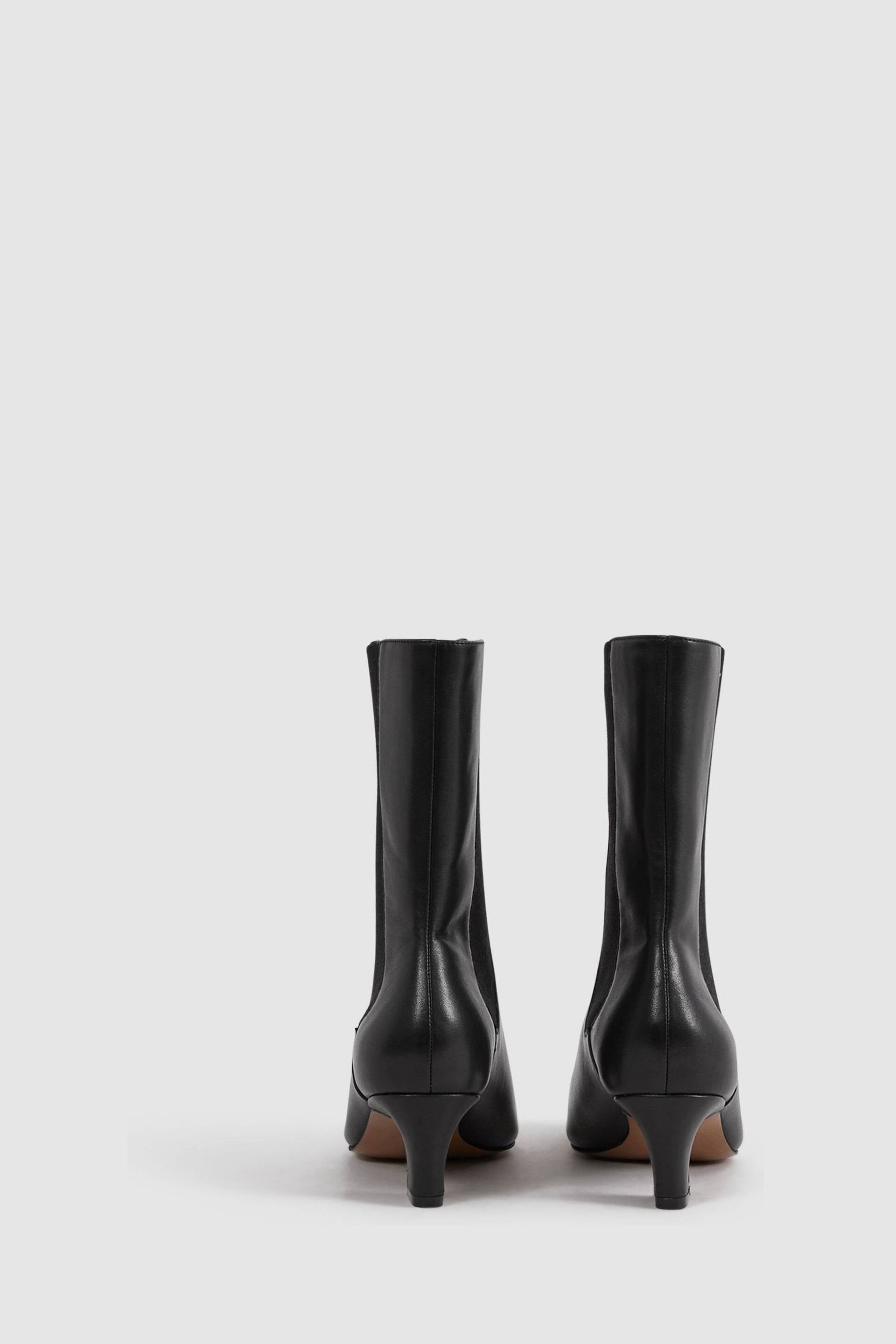 Reiss Black Mina Leather Kitten Heel Chelsea Boots - Image 4 of 5