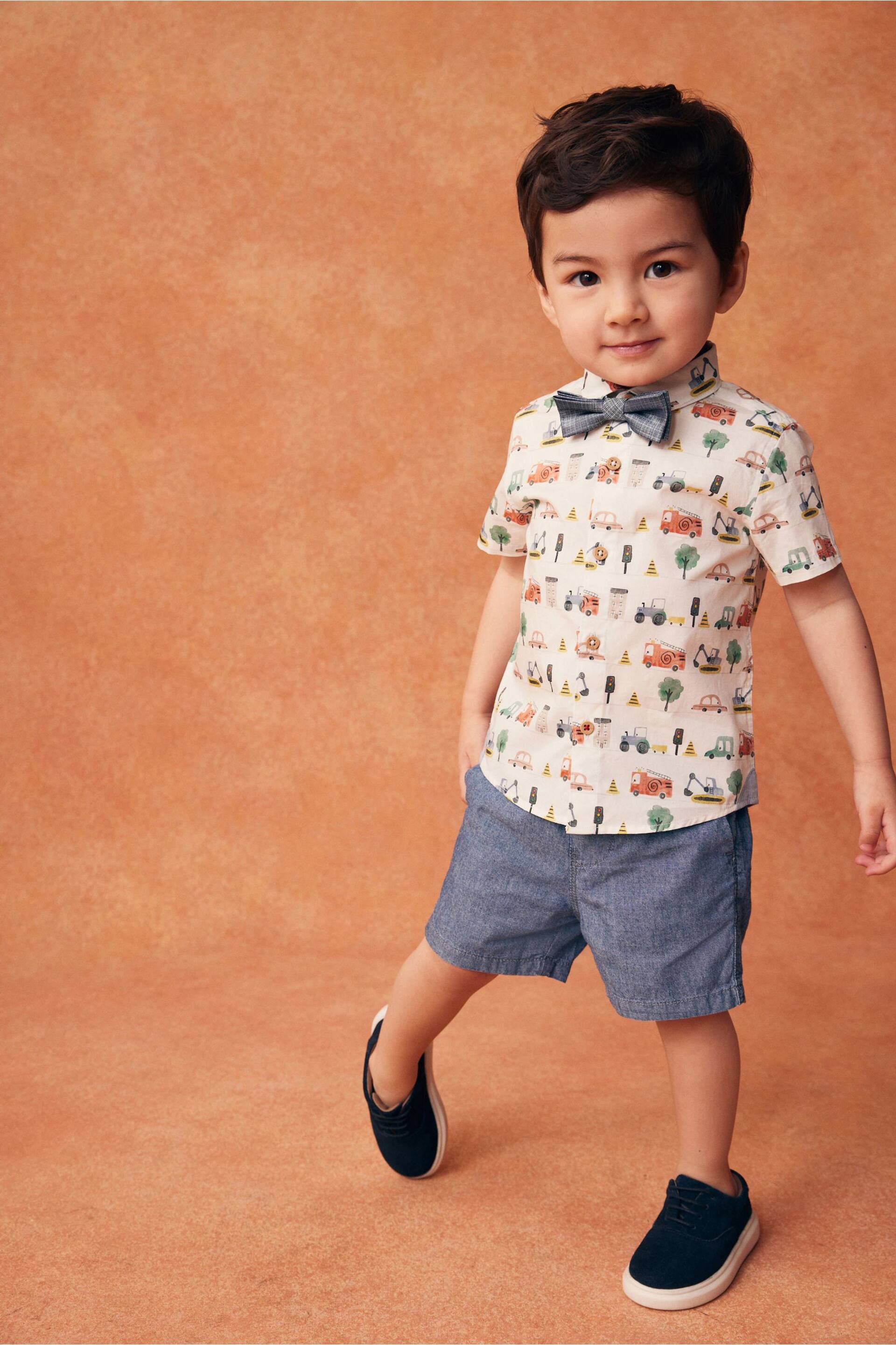 Multi Short Sleeve Shirt And Bow Tie Set (3mths-7yrs) - Image 4 of 8