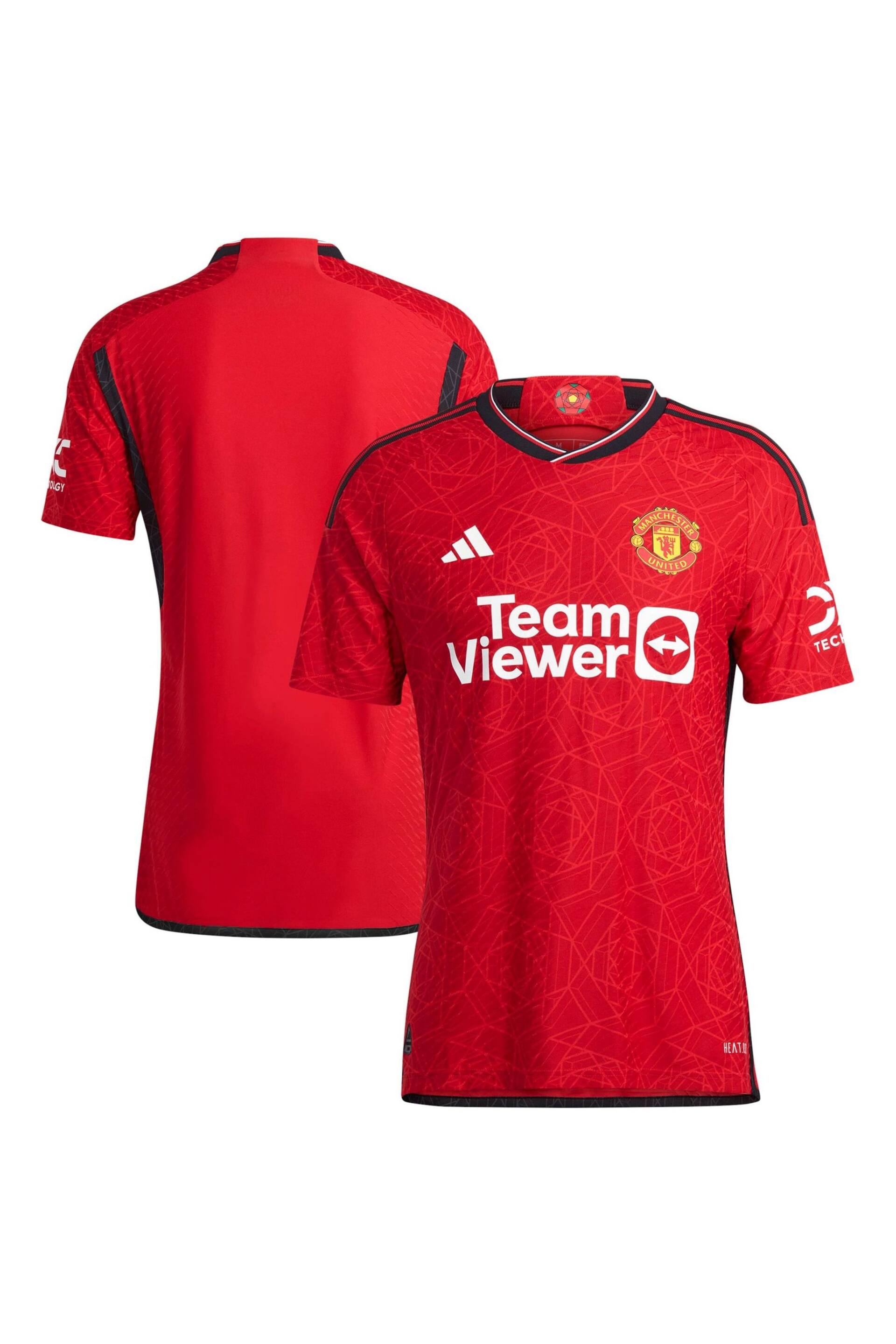 adidas Red Manchester United Home Authentic Shirt 2023-24 - Image 1 of 3