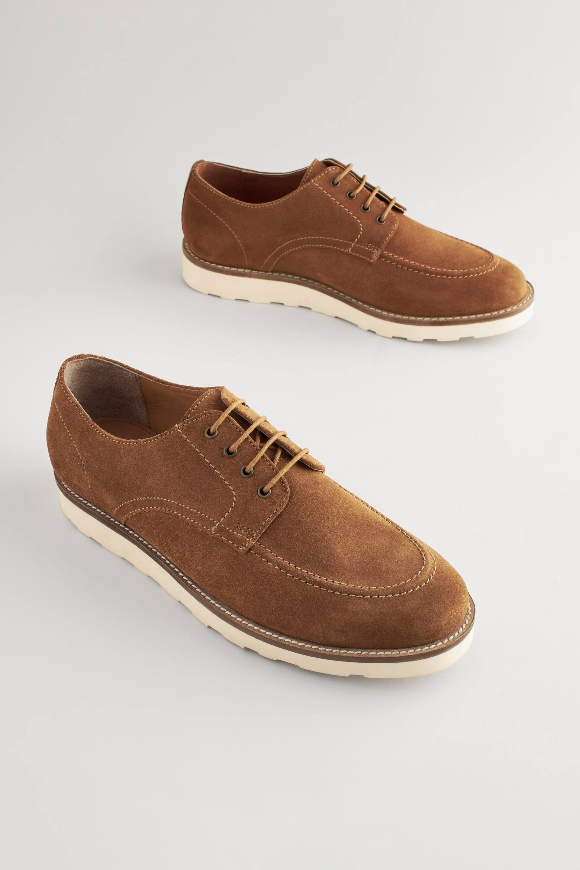 Tan Brown Suede Apron Wedge Shoes - Image 1 of 7