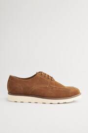 Tan Brown Suede Apron Wedge Shoes - Image 2 of 7