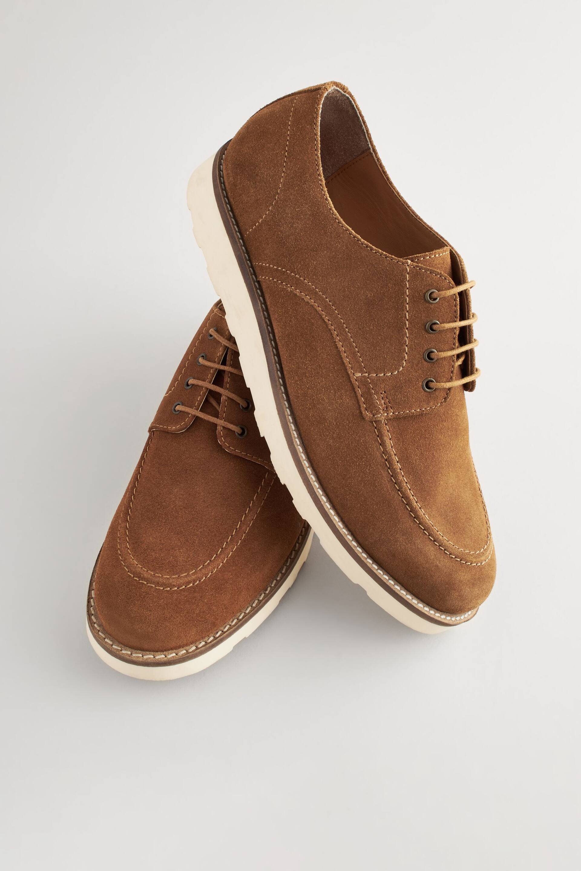 Tan Brown Suede Apron Wedge Shoes - Image 3 of 7