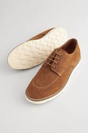 Tan Brown Suede Apron Wedge Shoes - Image 4 of 7